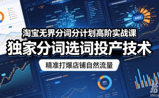 淘宝无界分词分计划高阶实战课,独家分词选词投产技术,精准打爆店铺自然流量