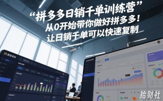 拼多多日销千单训练营,从0开始带你做好拼多多,让日销千单可以快速复制(更新26年4月)