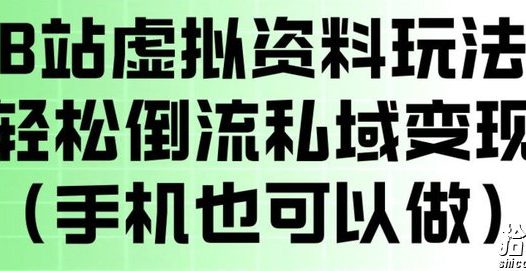 B站虚拟资料玩法,轻松倒流私域变现,一部手机就可以做