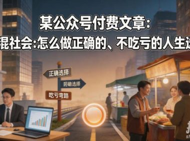 某公众号付费文章:教你混社会:怎么做正确的、不吃亏的人生选择?
