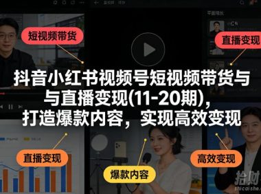 抖音小红书视频号短视频带货与直播变现(10-21期),打造爆款内容,实现高效变现(更新05月08日)