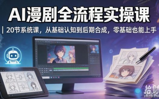 AI漫剧全流程实操课|20节系统课,从基础认知到后期合成,零基础也能上手