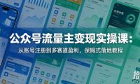 公众号流量主变现实操课:从账号注册到多赛道盈利,保姆式落地教程
