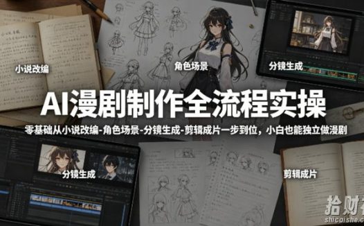AI漫剧制作全流程实操,零基础从小说改编-角色场景-分镜生成-剪辑成片一步到位,小白也能独立做漫剧