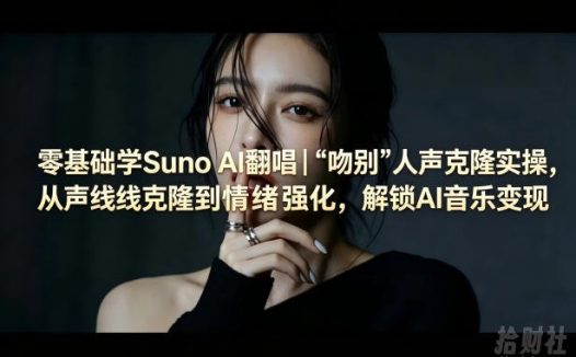 零基础学Suno AI翻唱|《吻别》人声克隆实操,从声线克隆到情绪强化,解锁AI音乐变现