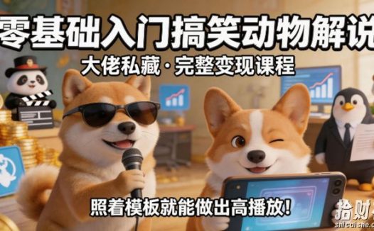 零基础入门搞笑动物解说,大佬私藏完整变现课程,照着模板就能做出高播放