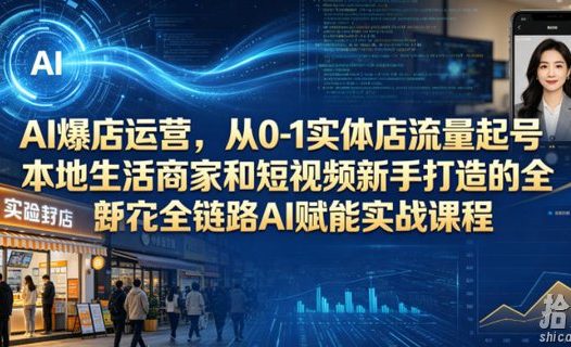 AI爆店运营,从0-1实体店流量起号,本地生活商家和短视频新手打造的全链路AI赋能实战课程
