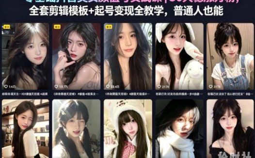 零基础抖音美女颜值号实战课|30天稳涨万粉,全套剪辑模板+起号变现全教学,普通人也能复制