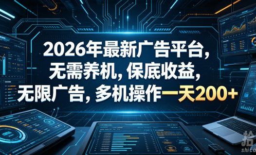 2026年最新广告平台,无需养机,保底收益,无限广告,多机操作一天200+【揭秘】