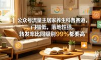 公众号流量主居家养生科普赛道,门槛低,落地性强,转发率比同级别99%都要高