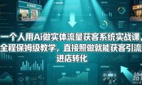 一个人用Ai做实体流量获客系统实战课,全程保姆级教学,直接照做就能获客引流、进店转化