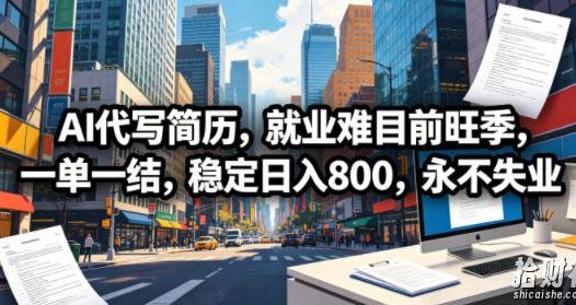 AI代写简历,就业难目前旺季,一单一结,稳定日入800,永不失业