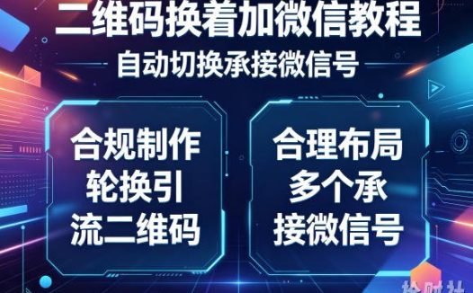 二维码换着加微信教程,自动切换承接微信号,合规制作轮换引流二维码,合理布局多个承接微信号