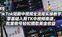 TikTok短剧中视频全流程实操教学，零基础入局TK中视频赛道，批量做号轻松賺取美金收益