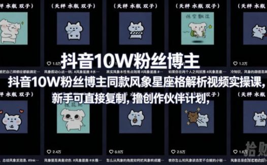 抖音10W粉丝博主同款星座性格解析视频实操课,新手可直接复制,撸创作伙伴计划,分成计划等
