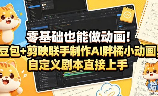零基础也能做动画!豆包+剪映联手制作AI胖橘小动画,自定义剧本直接上手