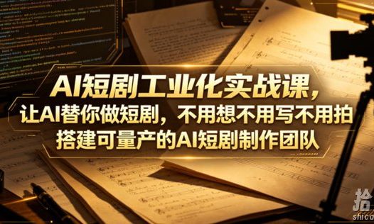 AI短剧工业化实战课,让AI替你做短剧,不用想不用写不用拍,搭建可量产的AI短剧制作团队