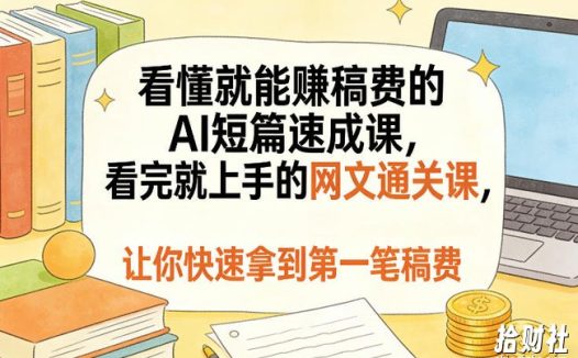 看懂就能賺稿费的AI短篇速成课,看完就上手的网文通关课,让你快速拿到第一笔稿费(更新5月)