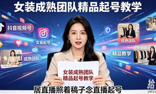 抖音视频号绿幕直播,女装成熟团队打造精品起号教学,居直播照着稿子念直播起号