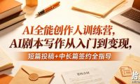 AI全能创作人训练营,AI剧本写作从入门到变现,短篇投稿+中长篇签约全指导