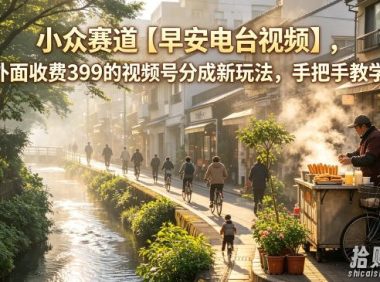 小众赛道【早安电台视频】，外面收费399的视频号分成新玩法，手把手教学