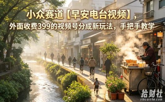 小众赛道【早安电台视频】,外面收费399的视频号分成新玩法,手把手教学