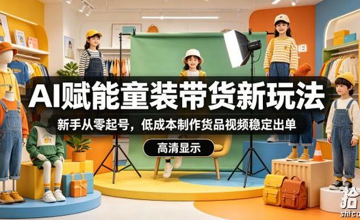 AI赋能童装带货新玩法,新手从零起号,低成本制作货品视频稳定出单