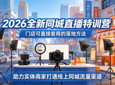 2026全新同城直播特训营,门店可直接套用的落地方法,助力实体商家打通线上同城流量渠道