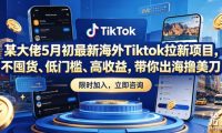 某大佬5月初最新海外Tiktok拉新项目，不囤货、低门槛、高收益，带你出海撸美刀