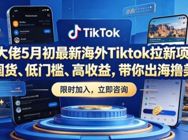 某大佬5月初最新海外Tiktok拉新项目，不囤货、低门槛、高收益，带你出海撸美刀