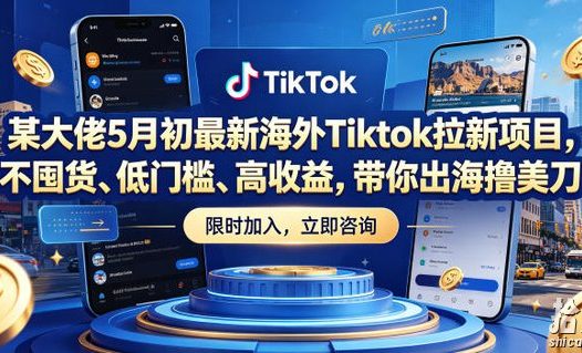 某大佬5月初最新海外Tiktok拉新项目,不囤货、低门槛、高收益,带你出海撸美刀