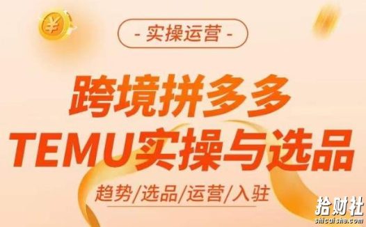 跨境拼多多TEMU实操与选品,掌握平台运营方法技巧,选品避坑12条标准,爆款的底层思路等