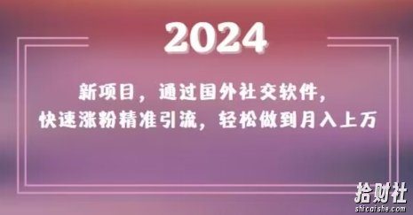 2024新项目,通过国外社交软件,快速涨粉精准引流,轻松做到月入上万【揭秘】